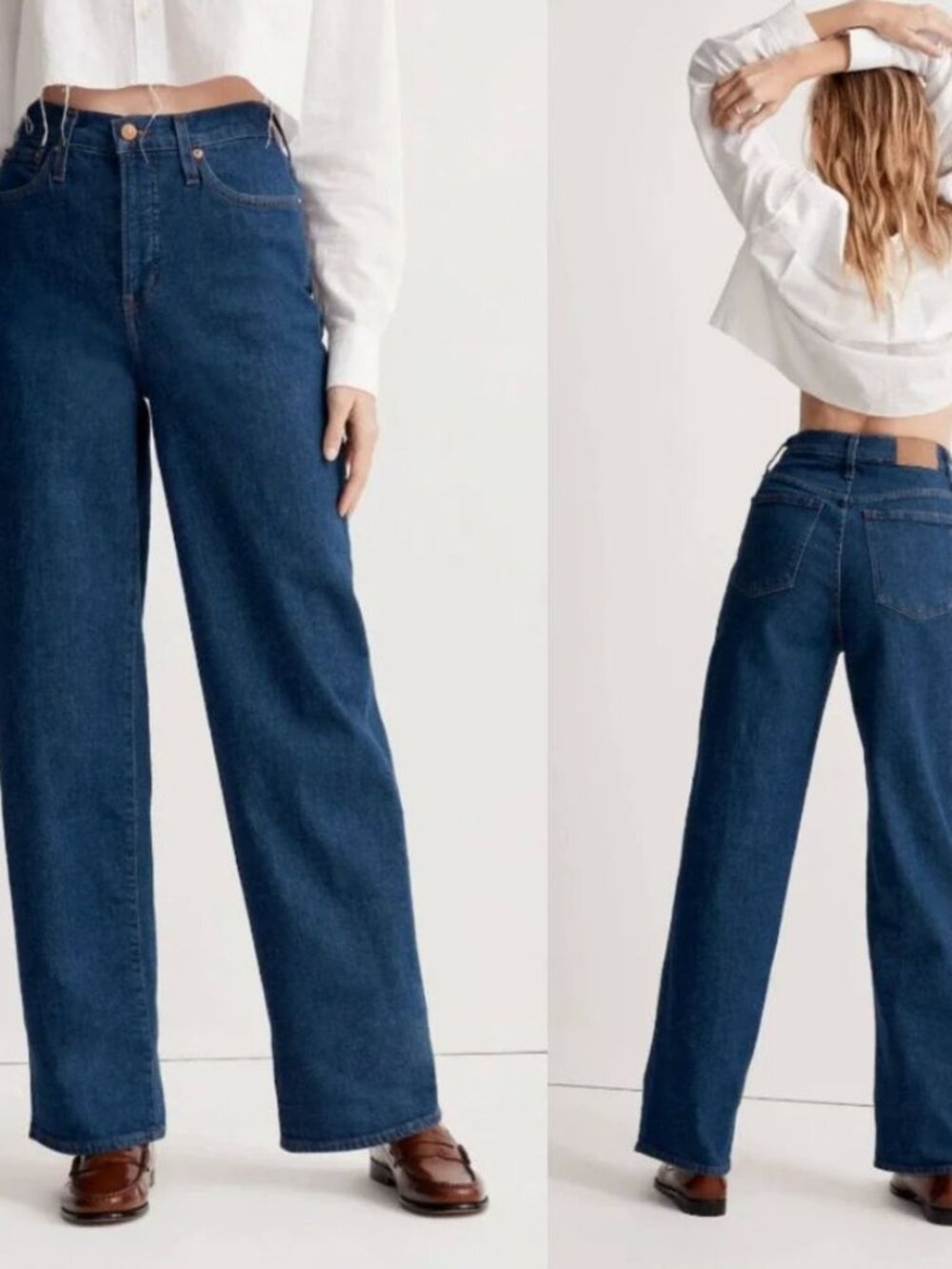Madewell 32 Perfect The Vintage Wide-Leg Jeans Dark Wash Denim Minimalist